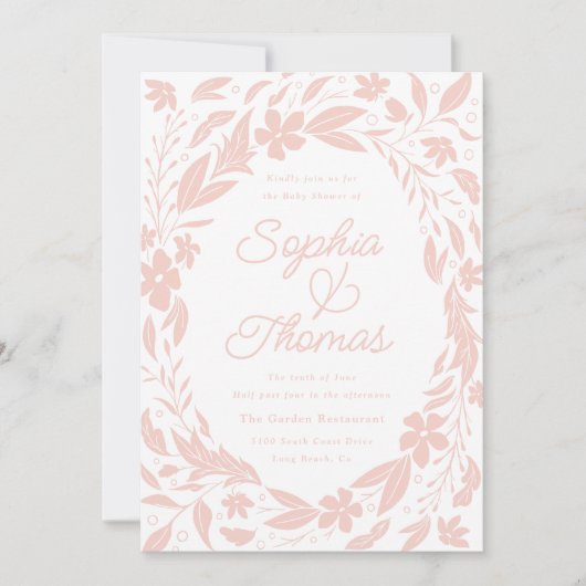 Blush Pink Couples Kinderdusche Einladung (Vorderseite)