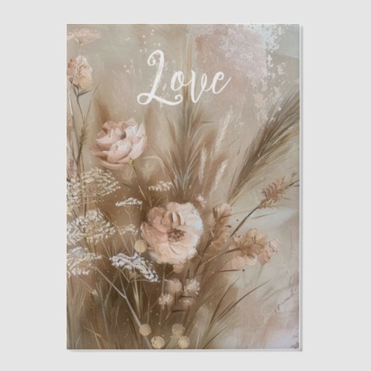 Blush Pink Cream Boho Floral Liebe Pergament Einladungen (Vorderseite)