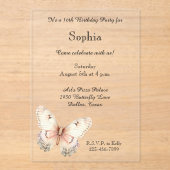 Blush Pink Cream Butterfly Birthday  Acryleinladungen (Vorderseite)
