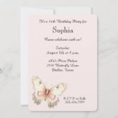 Blush Pink Cream Butterfly Birthday Einladung (Vorderseite)