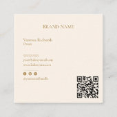 Blush Pink Cream Diamond Gold Frame Monogram Quadratische Visitenkarte (Rückseite)