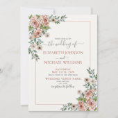 Blush Pink Cream Floral Script Wassercolor Hochzei Einladung (Vorderseite)