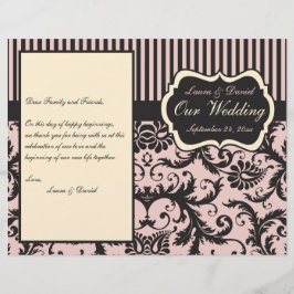 Blush Pink, Cream, Gray Damask Hochzeitsprogramm