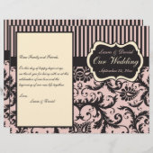 Blush Pink, Cream, Gray Damask Hochzeitsprogramm (Vorne/Hinten)