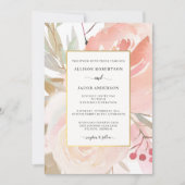 Blush Pink Cream Peach Sage Green Gold Hochzeit Einladung (Vorderseite)