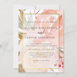 Blush Pink Cream Peach Sage Green Gold Hochzeit Einladung