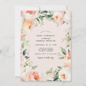 Blush Pink Cream Peony Floral Baby Girl Sprinkle Einladung (Vorderseite)