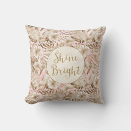 Blush Pink Cream Tropical Blätter Floral Shine Kissen