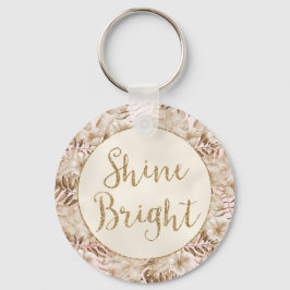 Blush Pink Cream Tropical Blätter Floral Shine Schlüsselanhänger