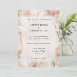 Blush Pink Cream Tulips Blume Romantische Hochzeit Einladung