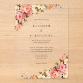 Blush Pink Cream Watercolor Blues Hochzeit Acryleinladungen (Vorderseite)