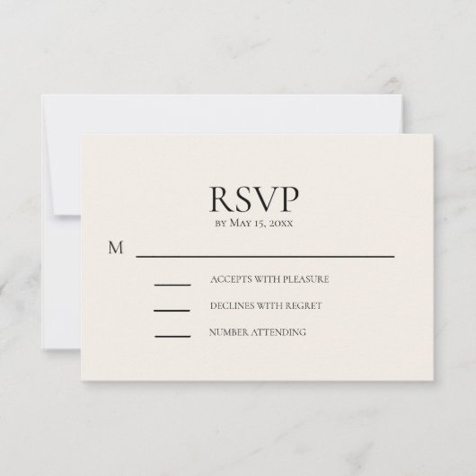 Blush Pink Cream Wedding RSVP (Vorderseite)
