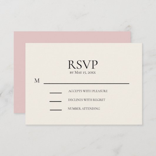 Blush Pink Cream Wedding RSVP (Vorne/Hinten)