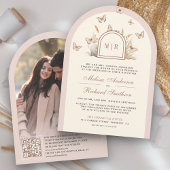 Blush Pink Cream Wildblume Butterfly Arch Wedding Einladung
