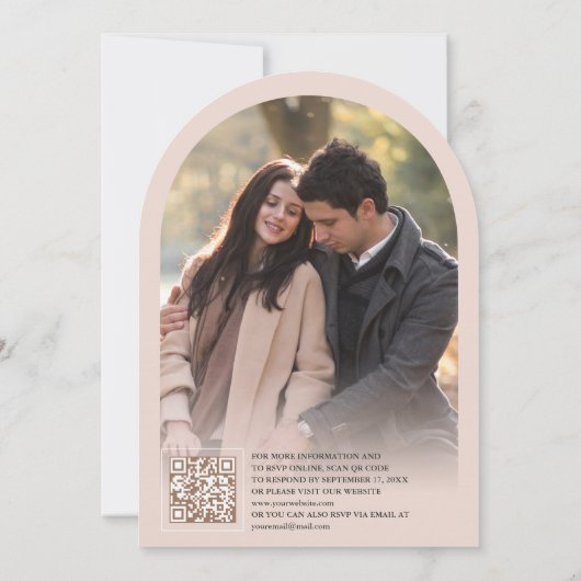 Blush Pink Cream Wildblume Butterfly Arch Wedding Einladung (Rückseite)