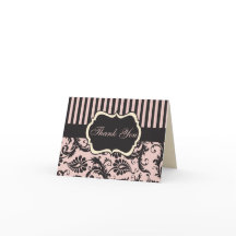 Blush Pink, Creme, Grau Damask Danke Karte