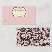 Blush Pink, Creme, Grau Damaske Platzkarte (Vorne/Hinten)