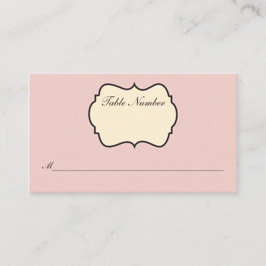 Blush Pink, Creme, Grau Damaske Platzkarte (Vorderseite)