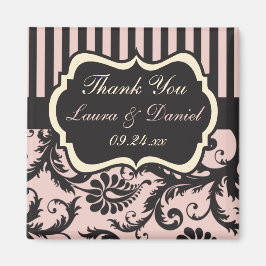Blush Pink, Creme, Gray Damask Hochzeitsgunst Magnet