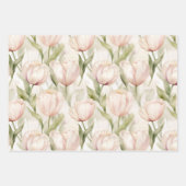 Blush Pink Creme Peach Tulips Brautparty Geschenkpapier Set (Vorderseite 3)