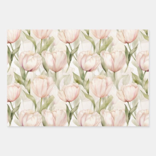 Blush Pink Creme Peach Tulips Brautparty Geschenkpapier Set (Vorderseite 3)
