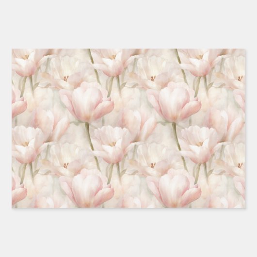 Blush Pink Creme Peach Tulips Brautparty Geschenkpapier Set (Vorderseite)