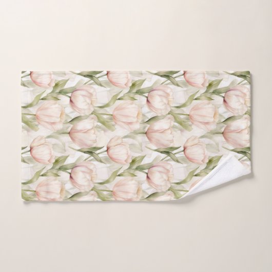 Blush Pink Creme Tulips Brautparty Badhandtuch Set (Handtuch)