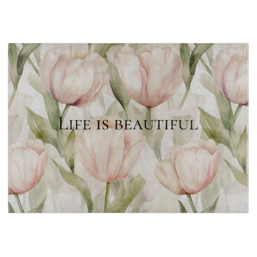 Blush Pink Creme Tulips Brautparty Schneidebrett (Vorderseite)