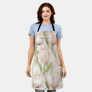 Blush Pink Creme Tulips Brautparty Schürze