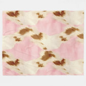 Blush Pink Creme White Brown Cowhid Fleecedecke (Vorderseite (Horizontal))