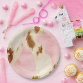 Blush Pink Creme White Brown Cowhid Pappteller (Party)