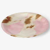 Blush Pink Creme White Brown Cowhid Pappteller (Schrägansicht)