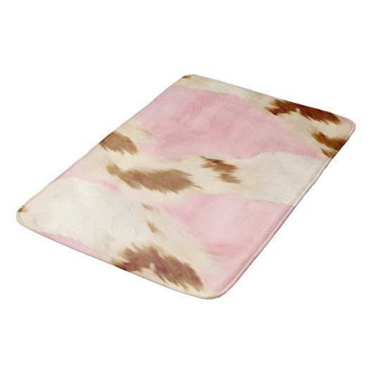 Blush Pink Creme White Gold Cowhide Badematte (Schrägansicht)