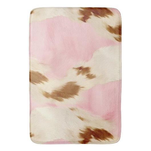 Blush Pink Creme White Gold Cowhide Badematte (Vorderseite Vertikal)