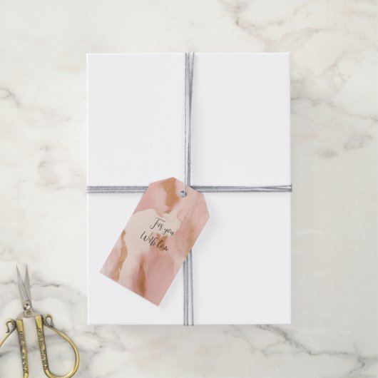 Blush Pink Creme White Gold Cowhide Geschenkanhänger (Mit Garn)