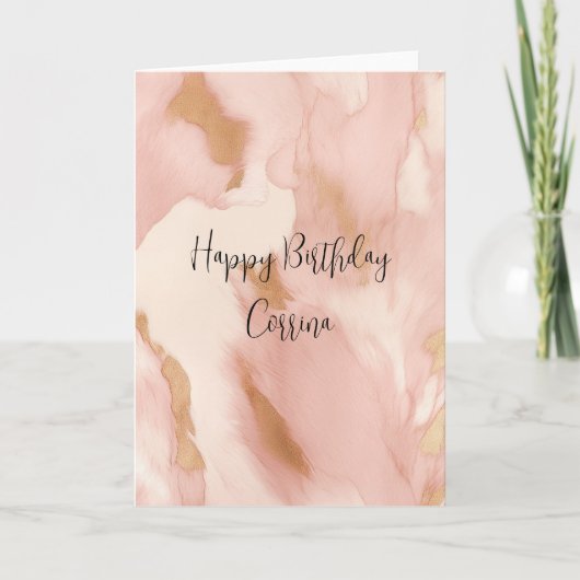 Blush Pink Creme White Gold Cowhide Karte (Vorderseite)