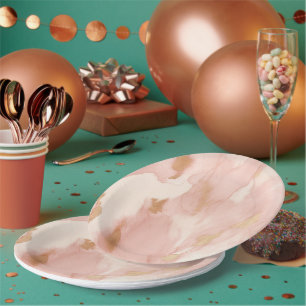 Blush Pink Creme White Gold Cowhide Pappteller