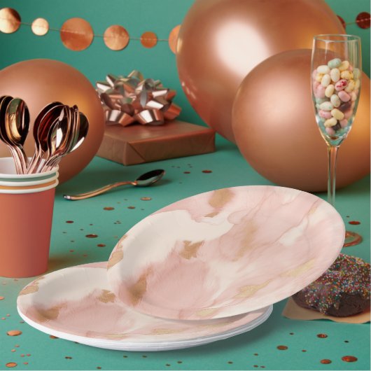 Blush Pink Creme White Gold Cowhide Pappteller (Multi)