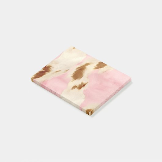 Blush Pink Creme White Gold Cowhide Post-it Klebezettel (angewinkelt)