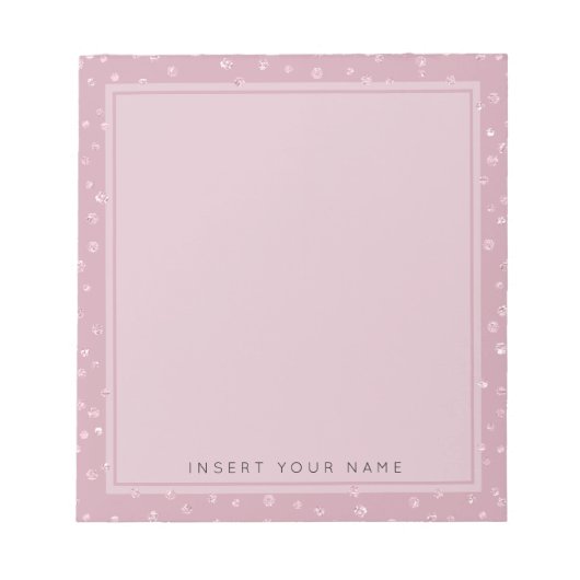 Blush Pink Crystal Confetti Notepad 5.5" x 6" Notizblock (Vorderseite)
