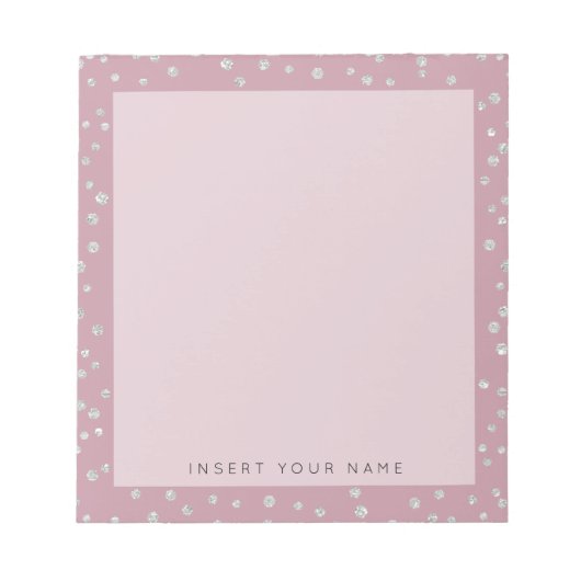 Blush Pink Crystal Confetti Notepad 5.5" x 6" Notizblock (Vorderseite)