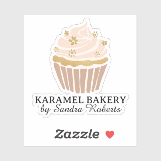 Blush Pink Cupcake Bäckerei Business Cut Sticker (Blatt)