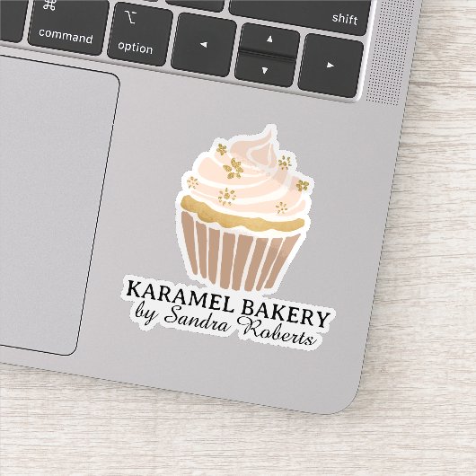 Blush Pink Cupcake Bäckerei Business Cut Sticker (Detail)