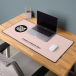 Blush Pink | Custom Business Logo Name, Slogan Schreibtischunterlage<br><div class="desc">Create your own company workspace branded decoration with our ergonomic cute feminine trendy chic blush Pink Business Company Logo Desk Mat. This stylish, modern and professional desk mat allows you to personalize your boss, coworker or employee office in a unique way. Add corporate logo, name, profession, website, slogan, social media...</div>