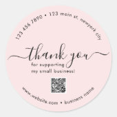 Blush Pink Custom Danke Stickers mit QR Code (Vorderseite)