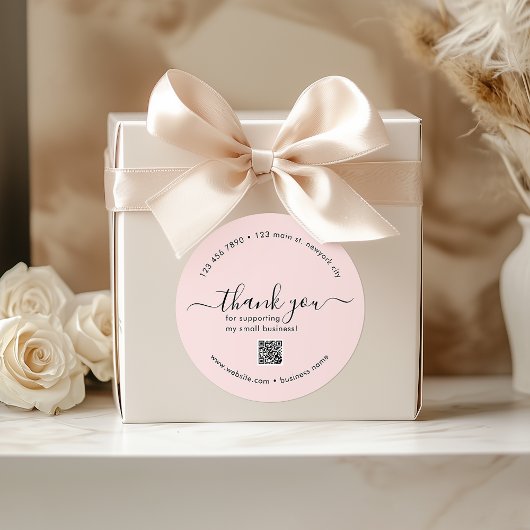 Blush Pink Custom Danke Stickers mit QR Code