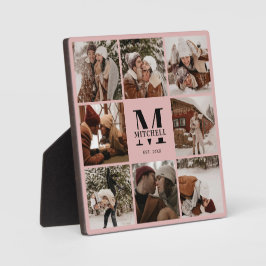 Blush Pink Custom Family Foto Collage | Monogramm Fotoplatte