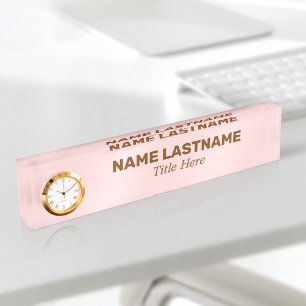 Blush Pink Custom Fett Minimalistisch Moderne Uhr Namensplakette
