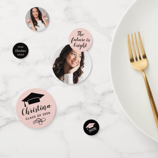 Blush Pink Custom Foto Graduation Party 2025 Konfetti (Gruppe)