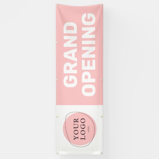 Blush Pink Custom Logo Grand Opening Business Banner (Vertikal)